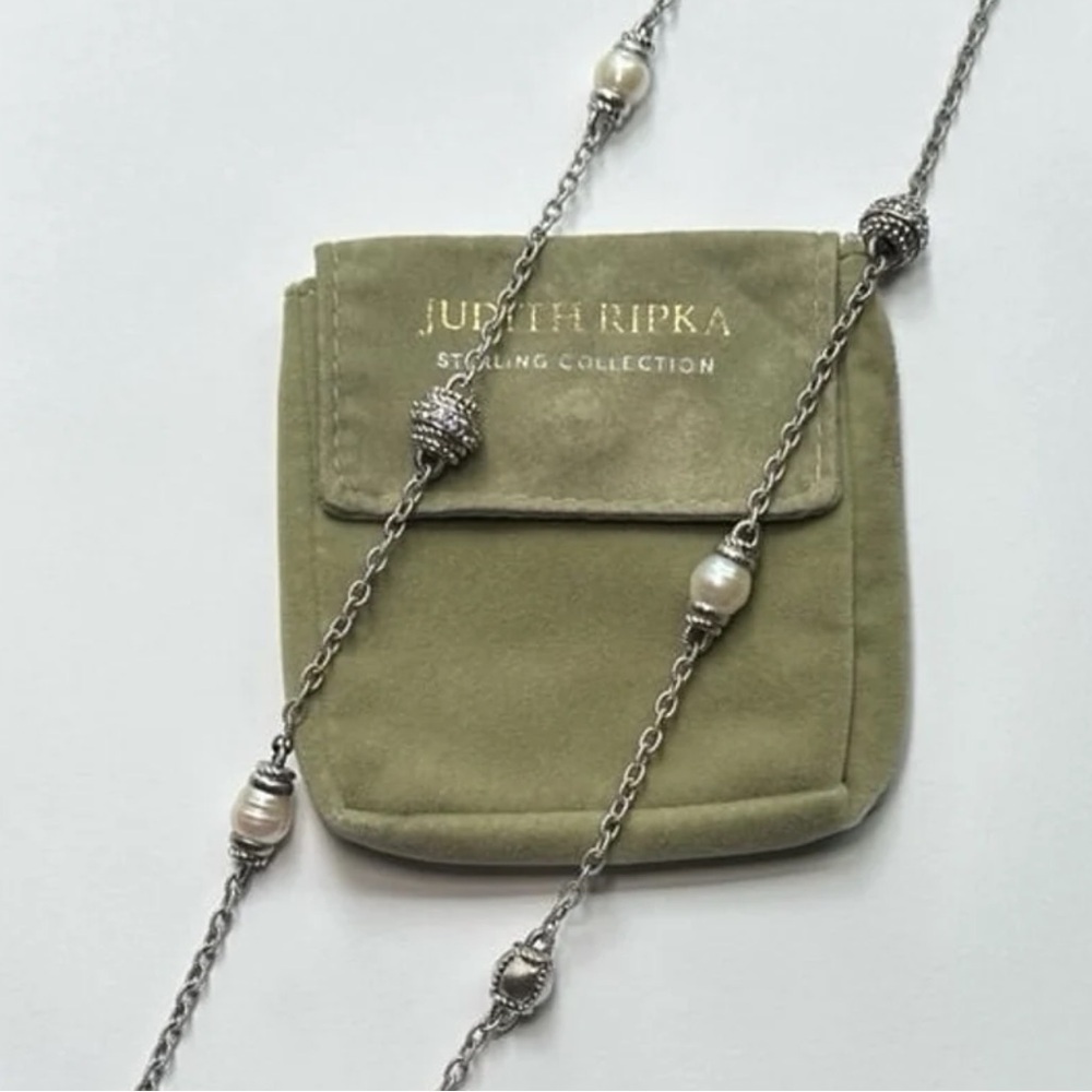 Judith Ripka Necklace With 925, CZ and Pearl Stations